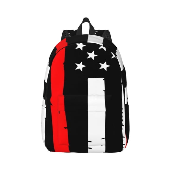 Naloa Canvas Backpack for Men Women Firefighters USA Flag Print Rucksack Casual Travel Daypack Large and Small Durable College Tote Satchel Bookbag for Teens