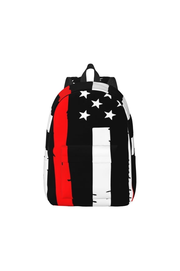 Canvas Backpack for Men Women Firefighters USA Flag Print Rucksack Casual Travel Daypack Large and Small Durable College Tote Satchel Bookbag for Teens