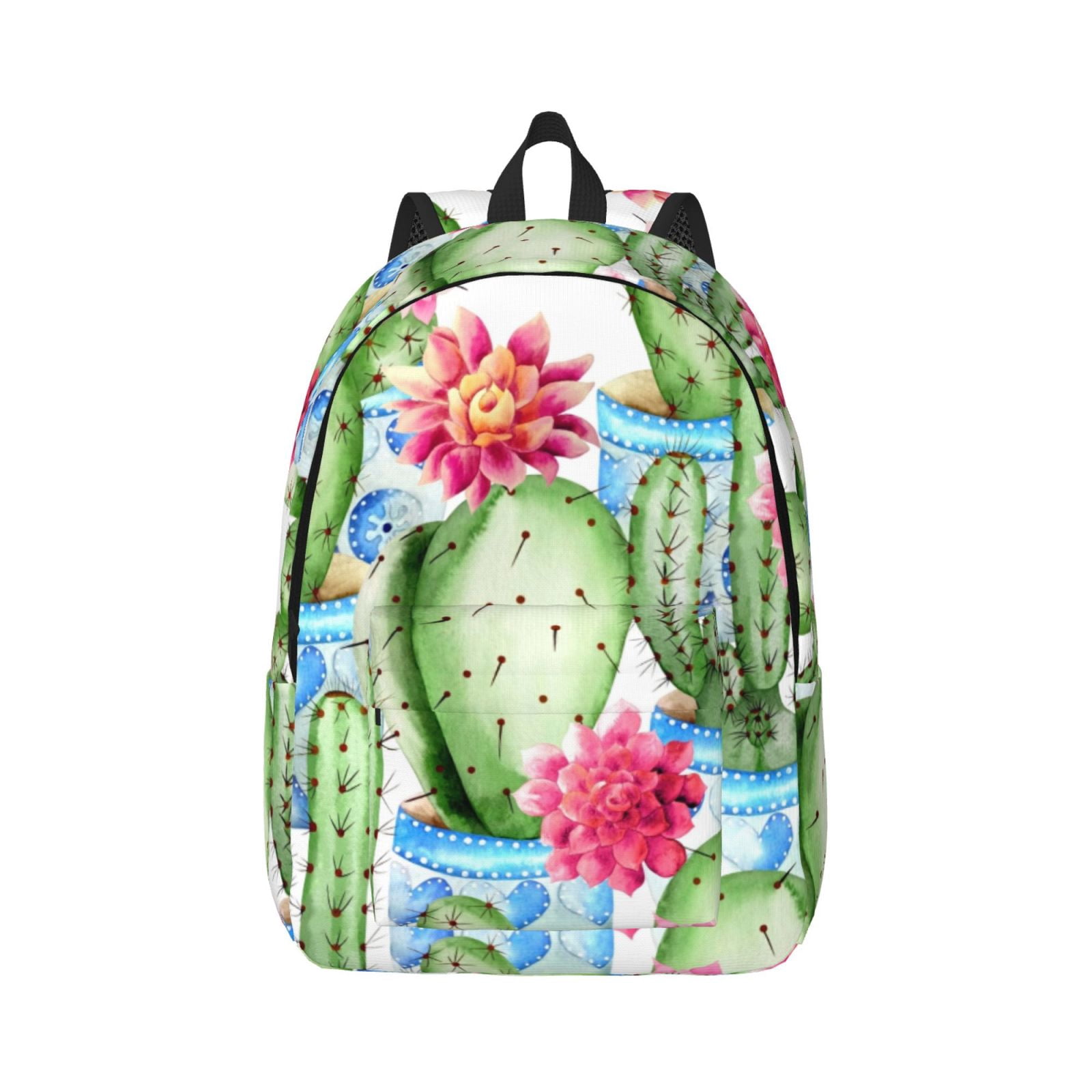 Cactus Rucksack Naloa Canvas Backpack for Men Women Flowers and Cactus Print Rucksack ...