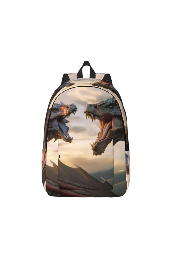 Canvas Backpack for Men Women Friendship Dragon Print Rucksack Casual Travel Daypack Large and Small Durable College Tote Satchel Bookbag for Teens