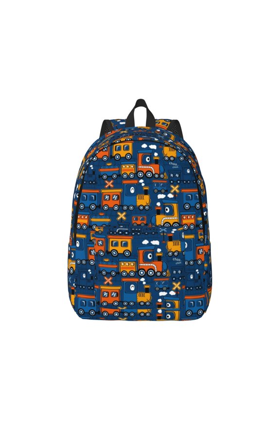Canvas Backpack for Men Women Funny Steam Train Print Rucksack Casual Travel Daypack Large and Small Durable College Tote Satchel Bookbag for Teens