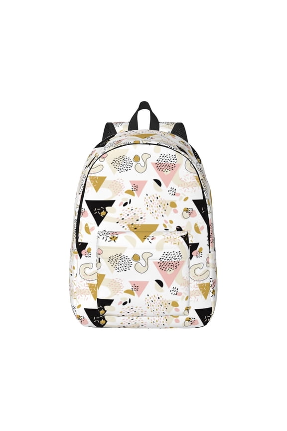 Canvas Backpack for Men Women Geometric Triangle Print Rucksack Casual Travel Daypack Large and Small Durable College Tote Satchel Bookbag for Teens