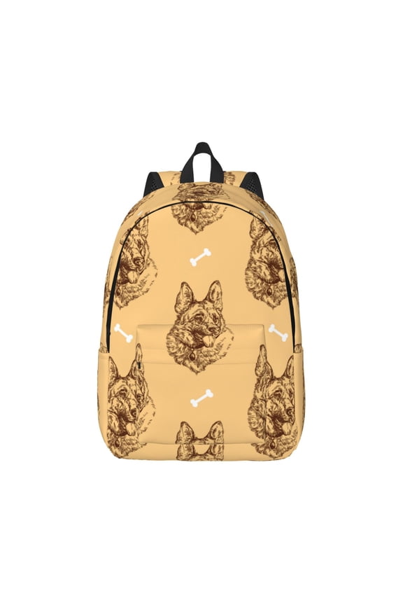 Canvas Backpack for Men Women German Shepherd Dog Print Rucksack Casual Travel Daypack Large and Small Durable College Tote Satchel Bookbag for Teens