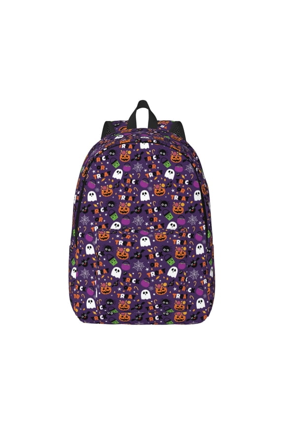 Canvas Backpack for Men Women Halloween Sweet Candy Print Rucksack Casual Travel Daypack Large and Small Durable College Tote Satchel Bookbag for Teens