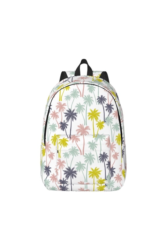 Canvas Backpack for Men Women Hawaiian Coconut Tree Print Rucksack Casual Travel Daypack Large and Small Durable College Tote Satchel Bookbag for Teens