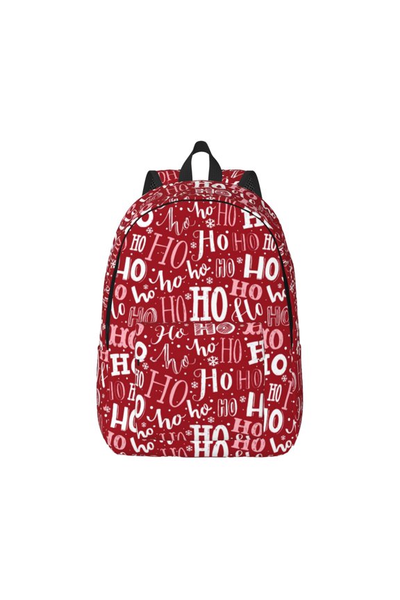 Canvas Backpack for Men Women Ho Funny Christmas Print Rucksack Casual Travel Daypack Large and Small Durable College Tote Satchel Bookbag for Teens