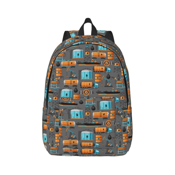 Naloa Canvas Backpack for Men Women Industrial Transportation Print Rucksack Casual Travel Daypack Large and Small Durable College Tote Satchel Bookbag for Teens