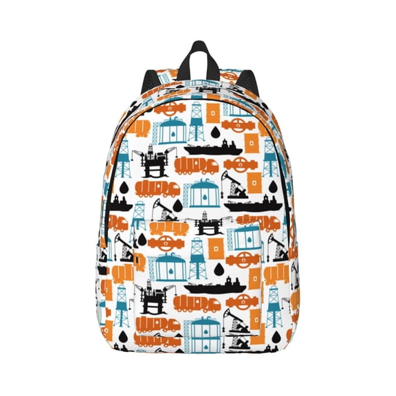 Naloa Canvas Backpack for Men Women Industrial Transportations Print Rucksack Casual Travel Daypack Large and Small Durable College Tote Satchel Bookbag for Teens