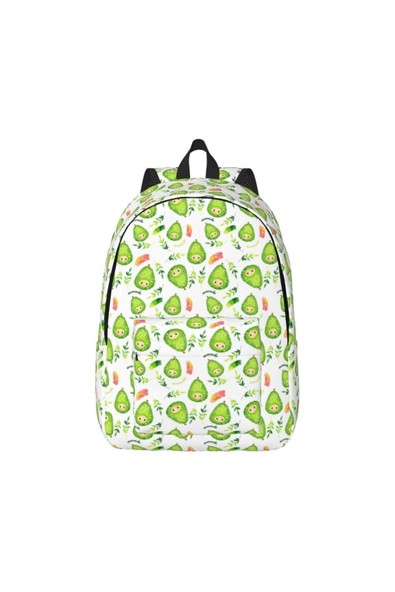 Canvas Backpack for Men Women Kawaii Avocado Print Rucksack Casual Travel Daypack Large and Small Durable College Tote Satchel Bookbag for Teens