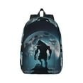 thumbnail image 1 of Naloa Canvas Backpack for Men Women Moon Wolf Warrior Print Rucksack Casual Travel Daypack Large and Small Durable College Tote Satchel Bookbag for Teens, 1 of 8