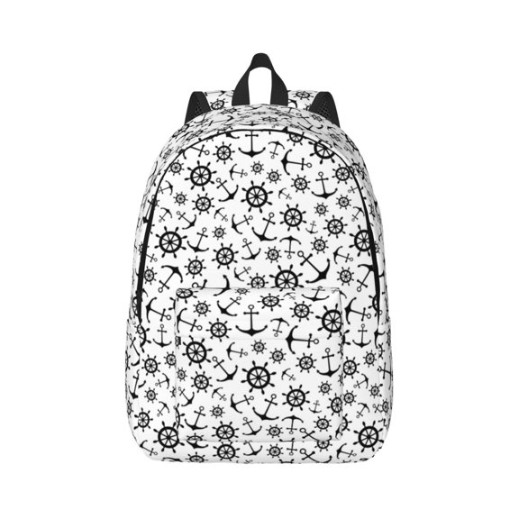 Naloa Canvas Backpack for Men Women Nautical Themed Simple Anchors Print Rucksack Casual Travel Daypack Large and Small Durable College Tote Satchel Bookbag for Teens