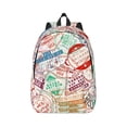 thumbnail image 1 of Naloa Canvas Backpack for Men Women Passport Stamp Print Rucksack Casual Travel Daypack Large and Small Durable College Tote Satchel Bookbag for Teens, 1 of 8