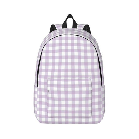 Naloa Canvas Backpack for Men Women Purple Checkboard Print Rucksack Casual Travel Daypack Large and Small Durable College Tote Satchel Bookbag for Teens