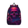 thumbnail image 1 of Naloa Canvas Backpack for Men Women Purple-Red Skull Print Rucksack Casual Travel Daypack Large and Small Durable College Tote Satchel Bookbag for Teens, 1 of 8