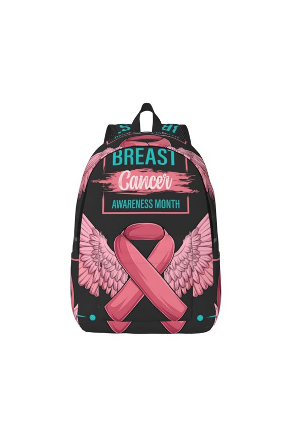 Canvas Backpack for Men Women Ribbon With Angel Wings Print Rucksack Casual Travel Daypack Large and Small Durable College Tote Satchel Bookbag for Teens