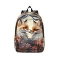 thumbnail image 1 of Naloa Canvas Backpack for Men Women Romantic Flower Fox Print Rucksack Casual Travel Daypack Large and Small Durable College Tote Satchel Bookbag for Teens, 1 of 8