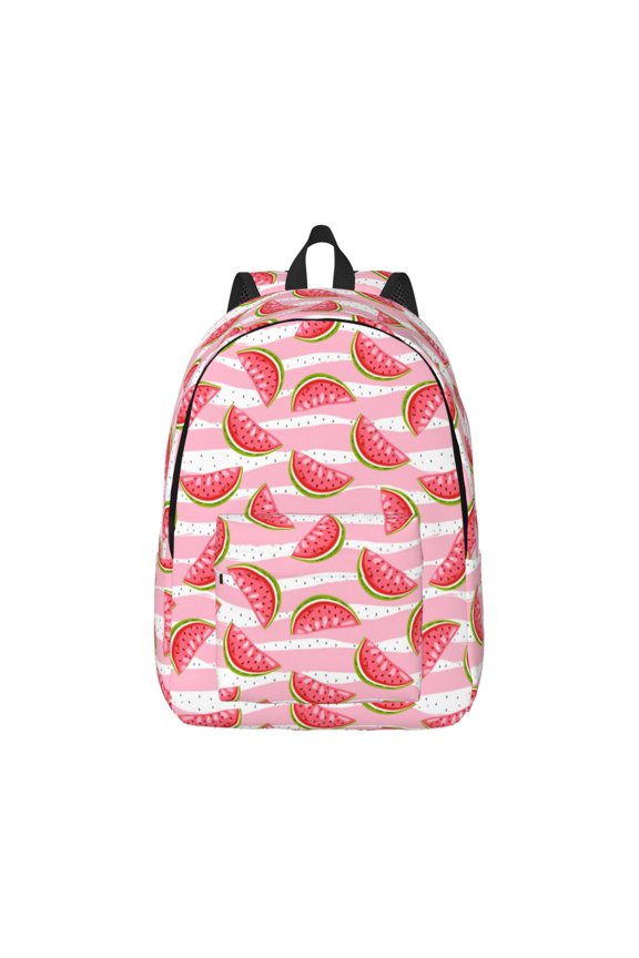Canvas Backpack for Men Women Sweet Watermelon Print Rucksack Casual Travel Daypack Large and Small Durable College Tote Satchel Bookbag for Teens
