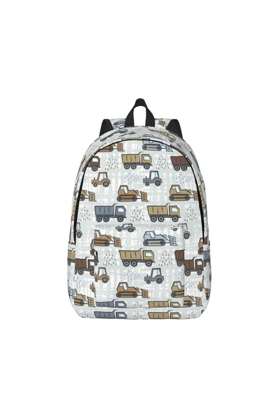 Canvas Backpack for Men Women Tractor and Dumper Print Rucksack Casual Travel Daypack Large and Small Durable College Tote Satchel Bookbag for Teens