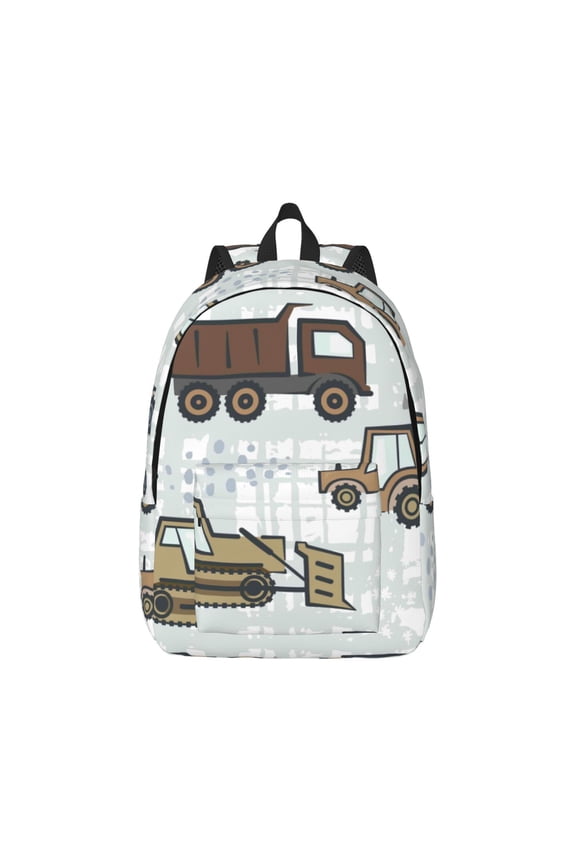 Canvas Backpack for Men Women Tractor and Dumper Print Rucksack Casual Travel Daypack Large and Small Durable College Tote Satchel Bookbag for Teens