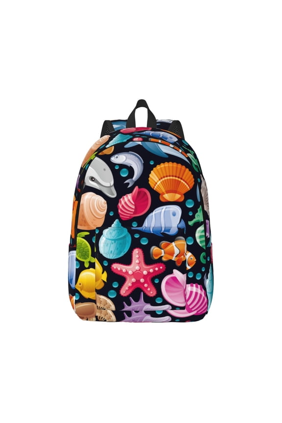 Canvas Backpack for Men Women Underwater Diving Animals Print Rucksack Casual Travel Daypack Large and Small Durable College Tote Satchel Bookbag for Teens