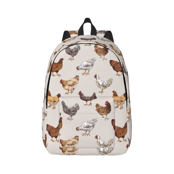 Naloa Canvas Backpack for Men Women Various Chicken Print Rucksack Casual Travel Daypack Large and Small Durable College Tote Satchel Bookbag for Teens