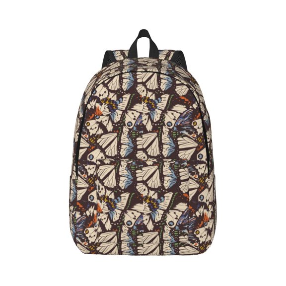 Naloa Canvas Backpack for Men Women Vector Butterflies Print Rucksack Casual Travel Daypack Large and Small Durable College Tote Satchel Bookbag for Teens