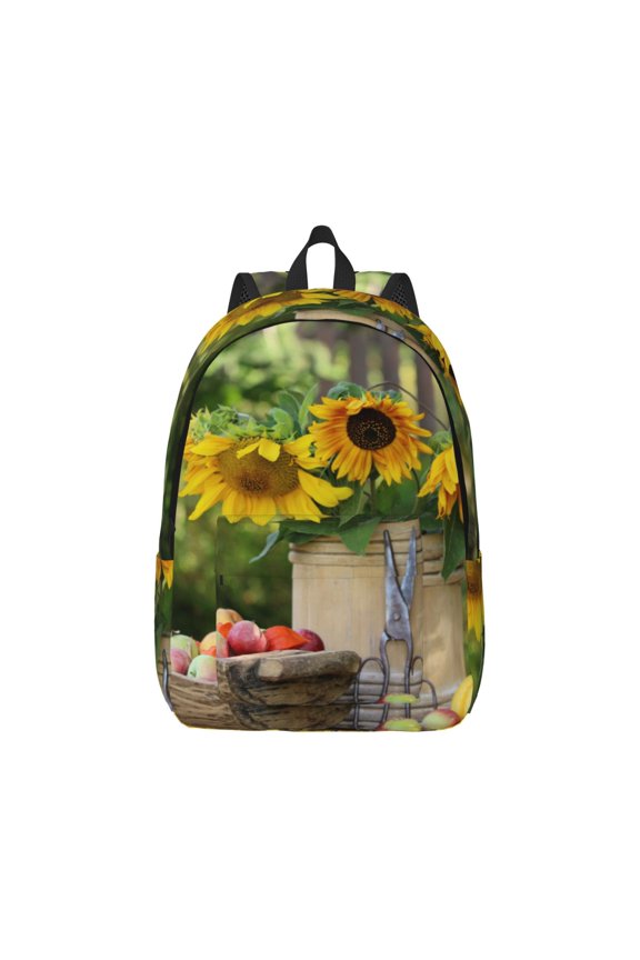 Vintage Wooden Bucket Canvas Backpack for Men Women Rucksack Casual Travel Daypack College Tote Satchel Bookbag for Teens-Medium