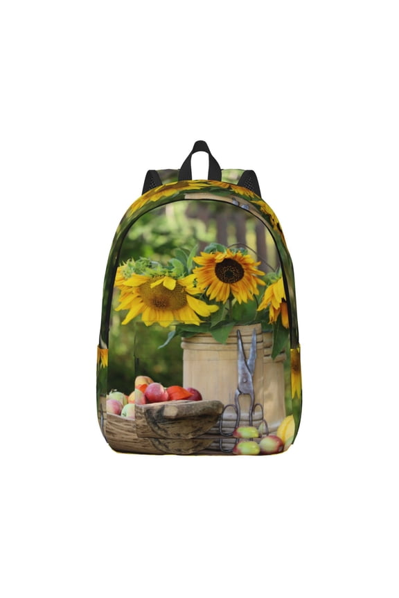 Canvas Backpack for Men Women Vintage Wooden Bucket Print Rucksack Casual Travel Daypack Large and Small Durable College Tote Satchel Bookbag for Teens