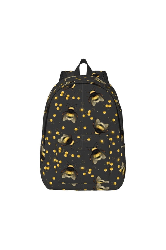 Canvas Backpack for Men Women Bumblebee Print Rucksack Casual Travel Daypack Large and Small Durable College Tote Satchel Bookbag for Teens