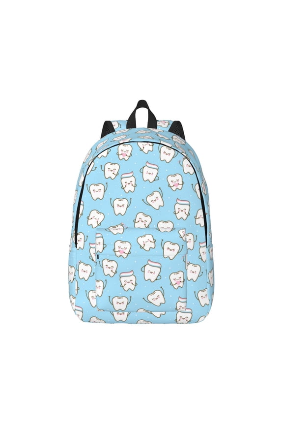Canvas Backpack for Men Women Cute Teeth Print Rucksack Casual Travel Daypack Large and Small Durable College Tote Satchel Bookbag for Teens