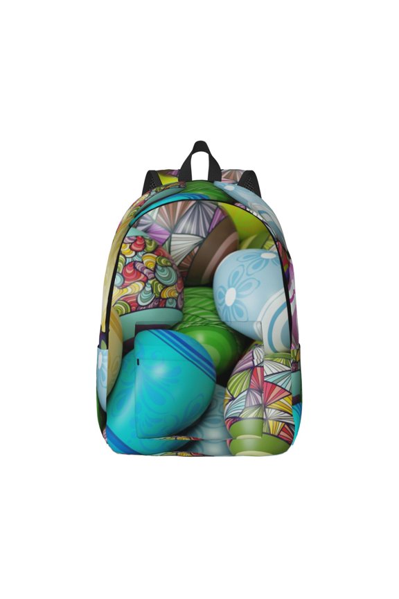 Easter Egg1 Canvas Backpack for Men Women Rucksack Casual Travel Daypack College Tote Satchel Bookbag for Teens-Medium