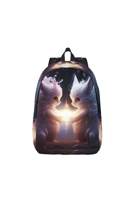 Canvas Backpack for Men Women Fox Couple Print Rucksack Casual Travel Daypack Large and Small Durable College Tote Satchel Bookbag for Teens