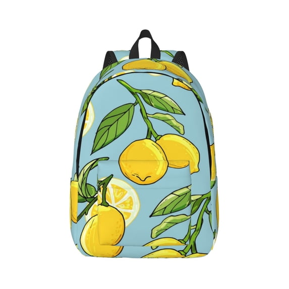 Naloa Canvas Backpack for Men Women Lemon Print Rucksack Casual Travel Daypack Large and Small Durable College Tote Satchel Bookbag for Teens