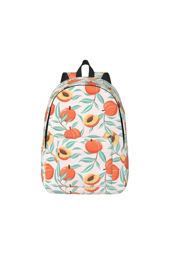 Peach Canvas Backpack for Men Women Rucksack Casual Travel Daypack College Tote Satchel Bookbag for Teens-Small