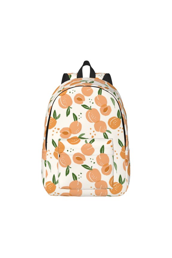Canvas Backpack for Men Women Peaches Print Rucksack Casual Travel Daypack Large and Small Durable College Tote Satchel Bookbag for Teens