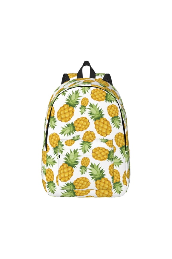 Canvas Backpack for Men Women Pineapple Print Rucksack Casual Travel Daypack Large and Small Durable College Tote Satchel Bookbag for Teens