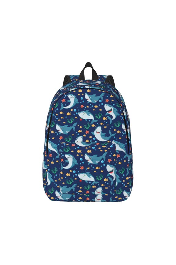 Canvas Backpack for Men Women Sea Sharks Print Rucksack Casual Travel Daypack Large and Small Durable College Tote Satchel Bookbag for Teens