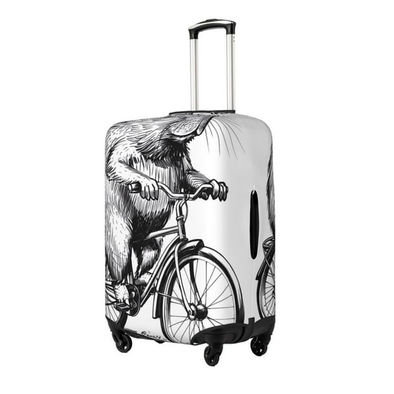 Naloa Capybara Riding Bicycle Elastic Suitcase Protector, Travel Suitcase Protector Cover Fits 18-32in Suitcase(No luggage included)-Large