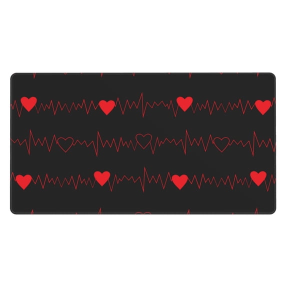 Naloa Cardiogram and Heart Gaming Mouse Pad Large Mouse Mat Long Extended Desk Pad Non-Slip Rubber Mice Pads Stitched Edges Thin Pad (16x29.5 Inch)