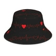 thumbnail image 1 of Naloa Cardiogram and Heart Reflective Double-Sided Bucket Hat, Sun Hat, Soft and Breathable for Gardening, Beaching, Camping, Hiking, Fishing, 1 of 9