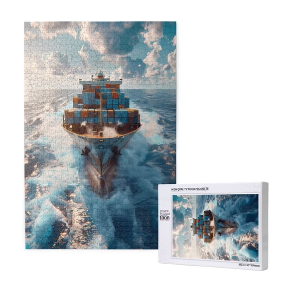 Naloa Cargo Ship At Sea Custom Puzzles Personalized Puzzle 1000 Pieces from Photo Custom Jigsaw Puzzle for Wedding, Graduation, (29.519.7in, Vertical)