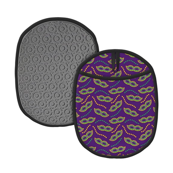 Naloa Carnival Masks and Beads Silicone Pot Holders, Oven Mitts Heat Resistant Hot Pads, Non Slip Pot Holder for Kitchen Baking and Cooking 9.4 x 7.5 Inches