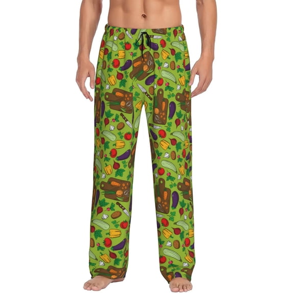 Naloa Carrot Eggplant Pajama Pants Men, PJ Bottoms, Sleep & Lounge Pants-Small