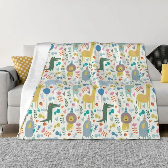 Naloa Cartoon Animals Flannel Fleece Throw Blanket for Bed Couch, Thick Blanket - All Seasons Suitable for Women, Men and Kids-60"x50"