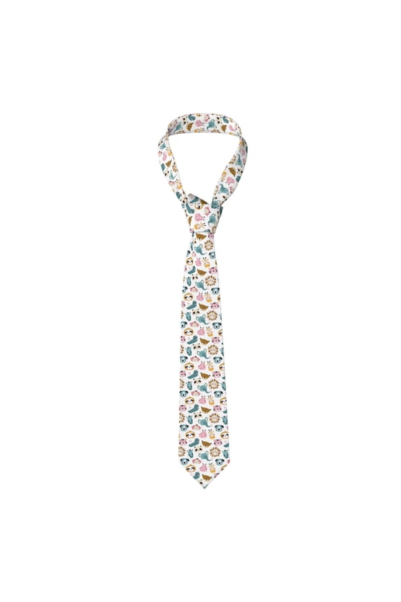 Cartoon Animals Print Solid Color Tie Formal Necktie for MenSuitable for business, daily life, work