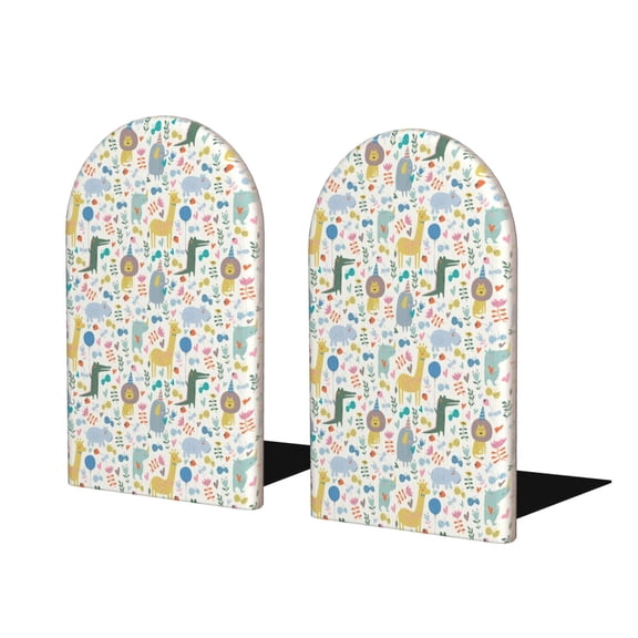 Naloa Cartoon Animals Wood Non-Skid Bookend for Shelves,Book Ends for Heavy Books, Book Stand for CDs,1 Pair