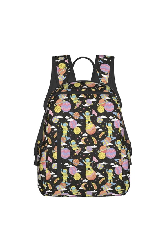 Cartoon Astronaut In Spacesuit Print Lightweight DayBackpack Suitable for school, work, shopping, travel, etc.