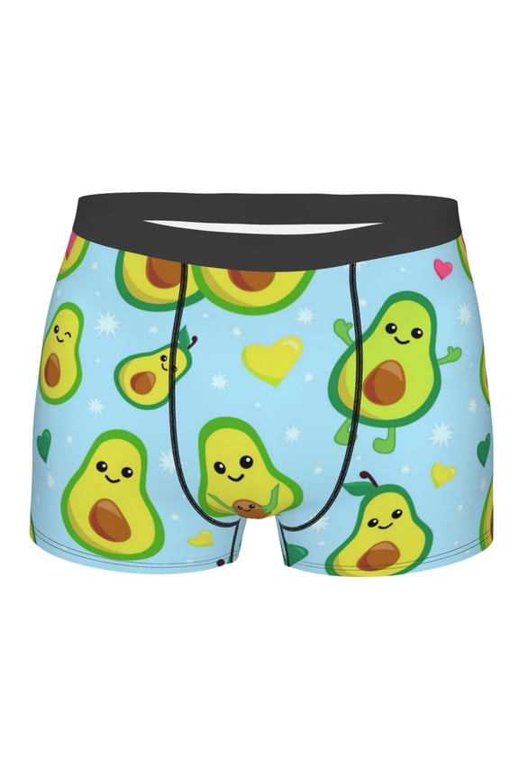 Cartoon Avocado Print Mens Underwear - Boxers for Men, Classic Briefs for Men