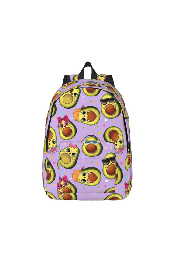 Cartoon Avocados Canvas Backpack for Men Women Rucksack Casual Travel Daypack College Tote Satchel Bookbag for Teens-Small