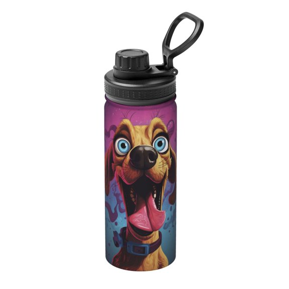 Naloa Cartoon Big-Eyed Dog 18oz Sports Insulated Kettle, Stainless Steel Insulated Cup for Women Men for Fitness, Gym & Outdoor